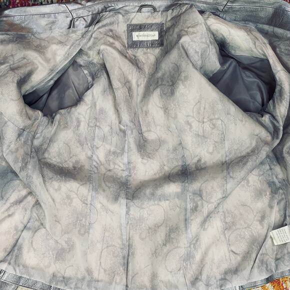 Vintage Y2k Metallic Leather Blazer Jacket Collared Silver Purple Lilac 1X 16W - Picture 8 of 12